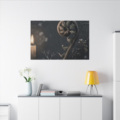 Candlelight Fern Unfurling Canvas Art - Japandi Ma