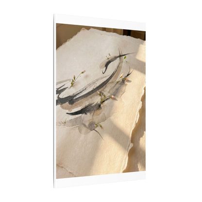 Ink Brushstroke Watercolor Canvas Art | Neutral Japandi Art