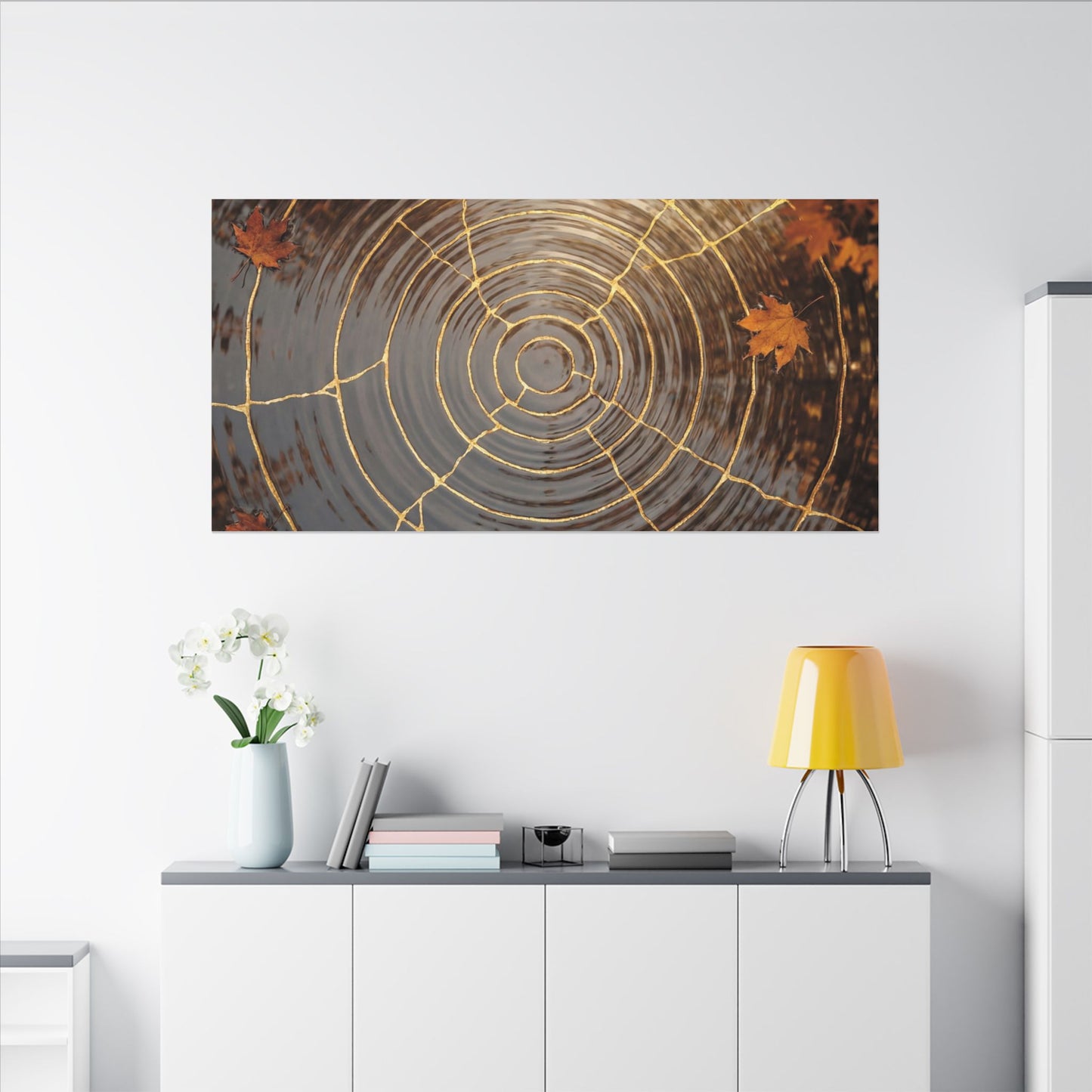 Artful Water Ripple Canvas Art - Gold Vein Kintsugi