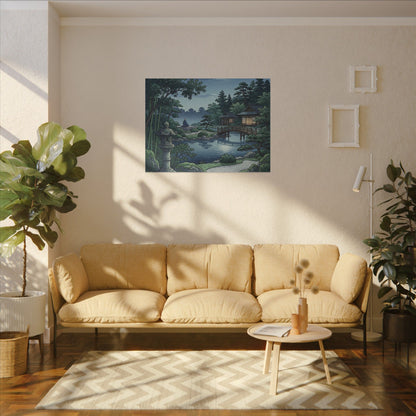 Summer Moonlit Garden Ukiyo E Inspired Canvas Art | Serene Decor