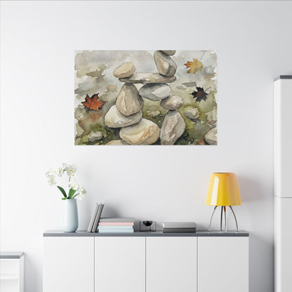 Overcast River Stones Canvas Art - Japandi Fukinsei