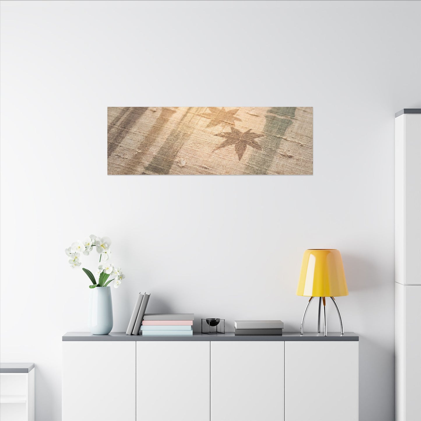 Autumn Bamboo Grove Japanese Pattern Canvas Art | Neutral Decor