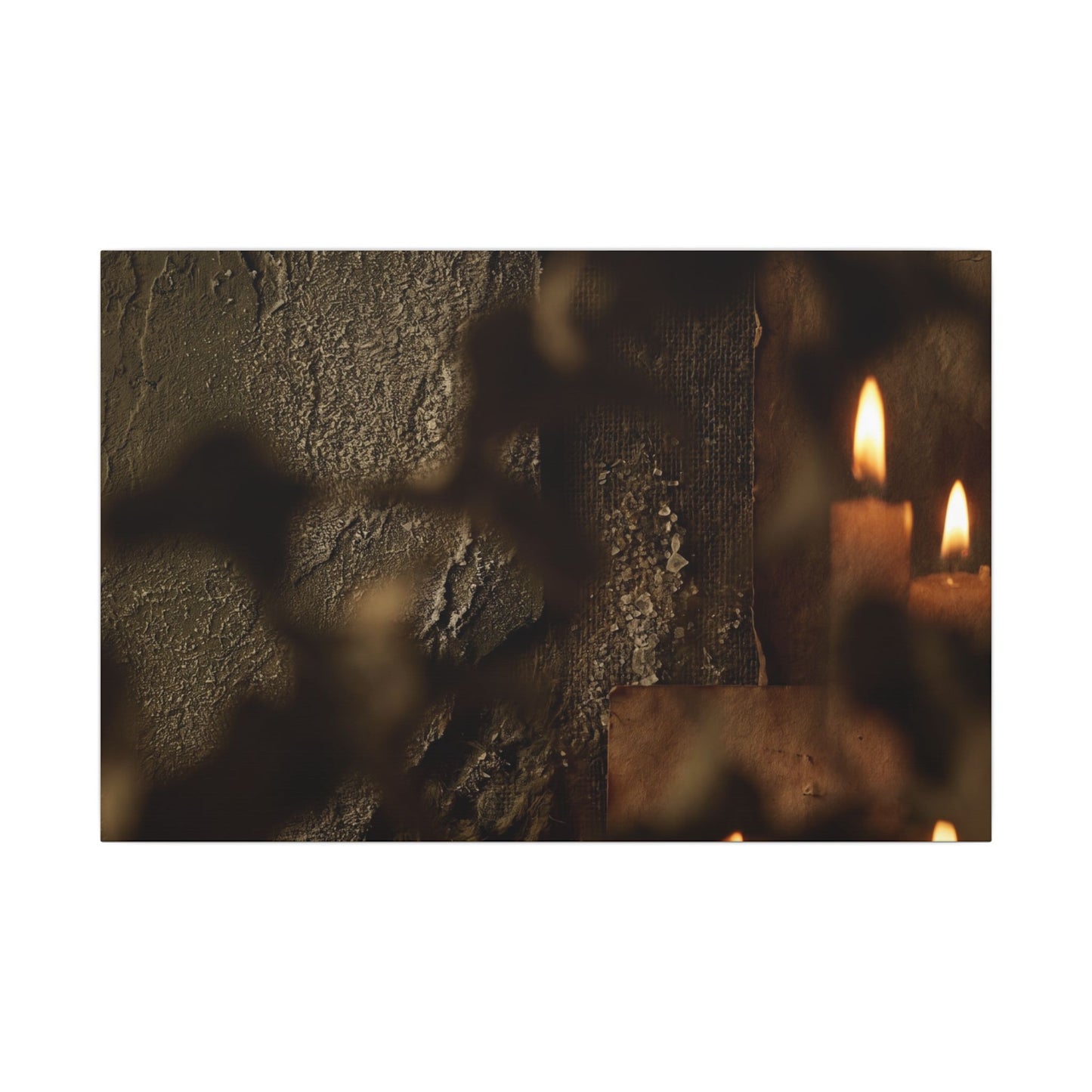 Shadow Play Dark Texture Canvas Art | Moody Dark Japandi Art