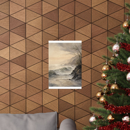 Warm Ocean Wave Wall Art Print - Watercolor Japandi