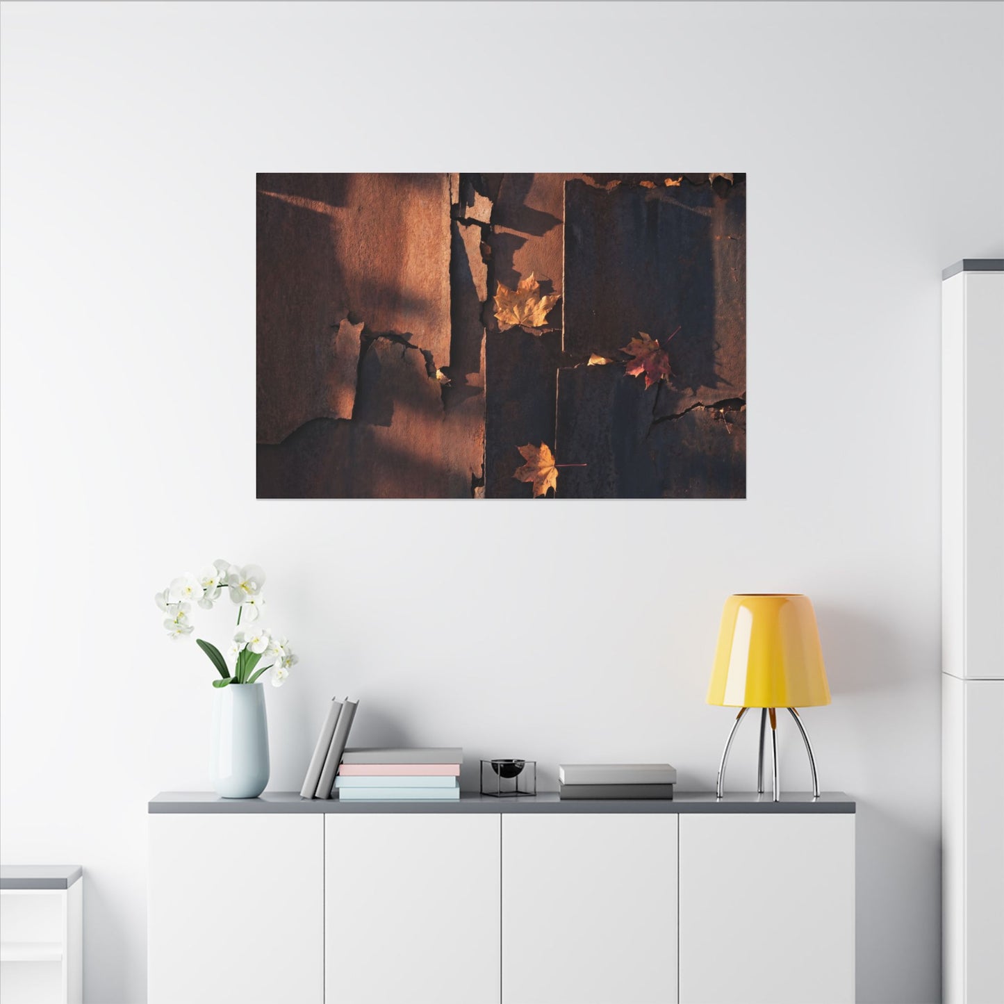 Seijaku Rust Patina Canvas Art - Dark Japandi Shadow Zen