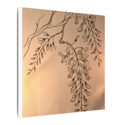Japandi Wisteria in Candlelight | Minimal Line Canvas Art