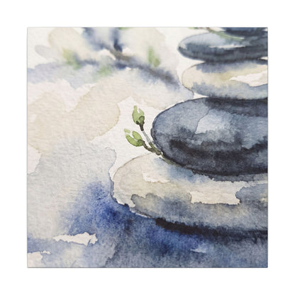 River Stones Watercolor Canvas Art | Cozy Japandi Art