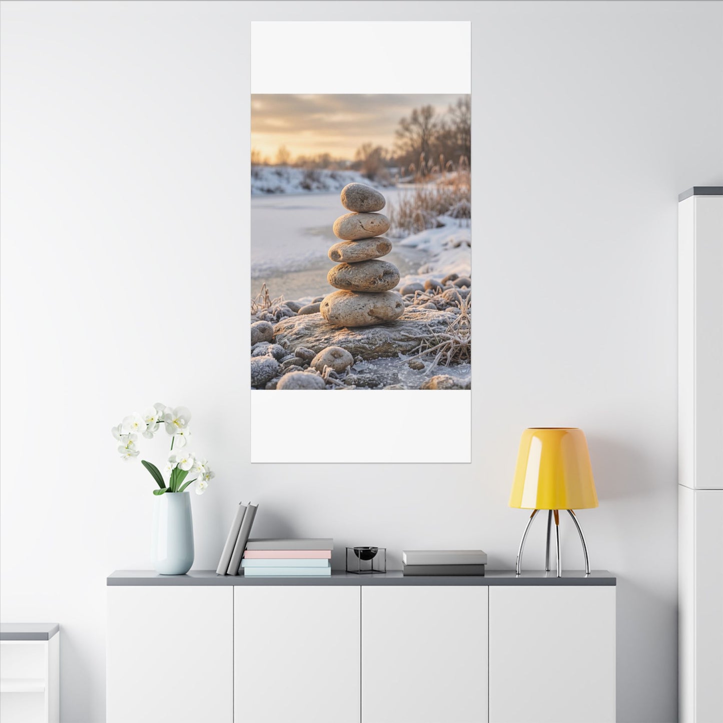 Ma River Stones Canvas Art - Japandi Japanese Pattern