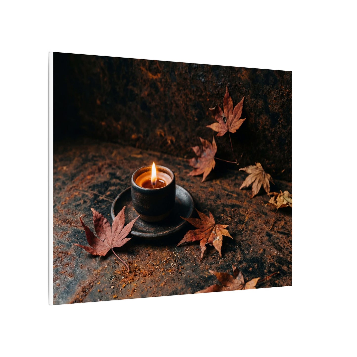 Dark Japandi Rust Patina in Candlelight | Shadow Zen Canvas Art