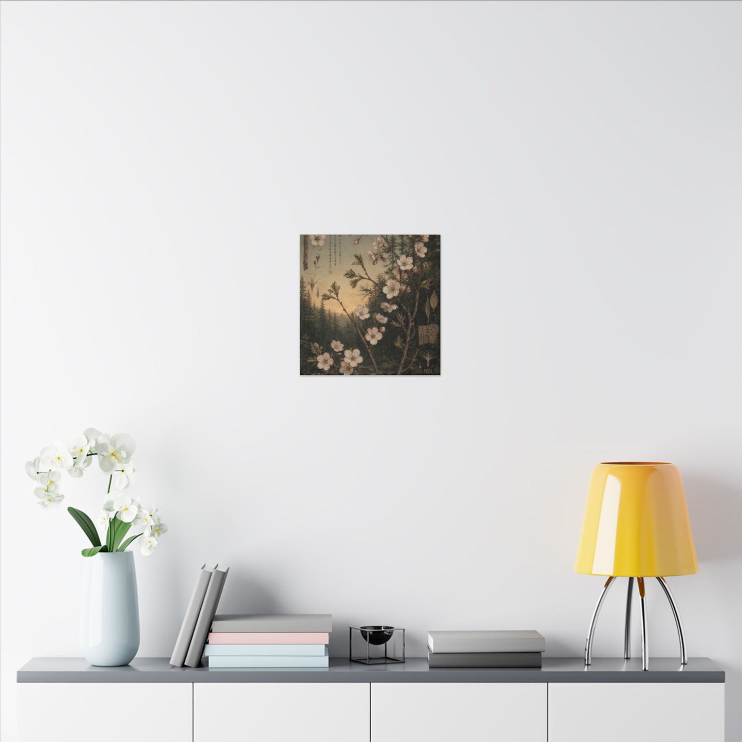 Spring Cherry Blossom Herbarium Canvas Art | Nostalgic Decor
