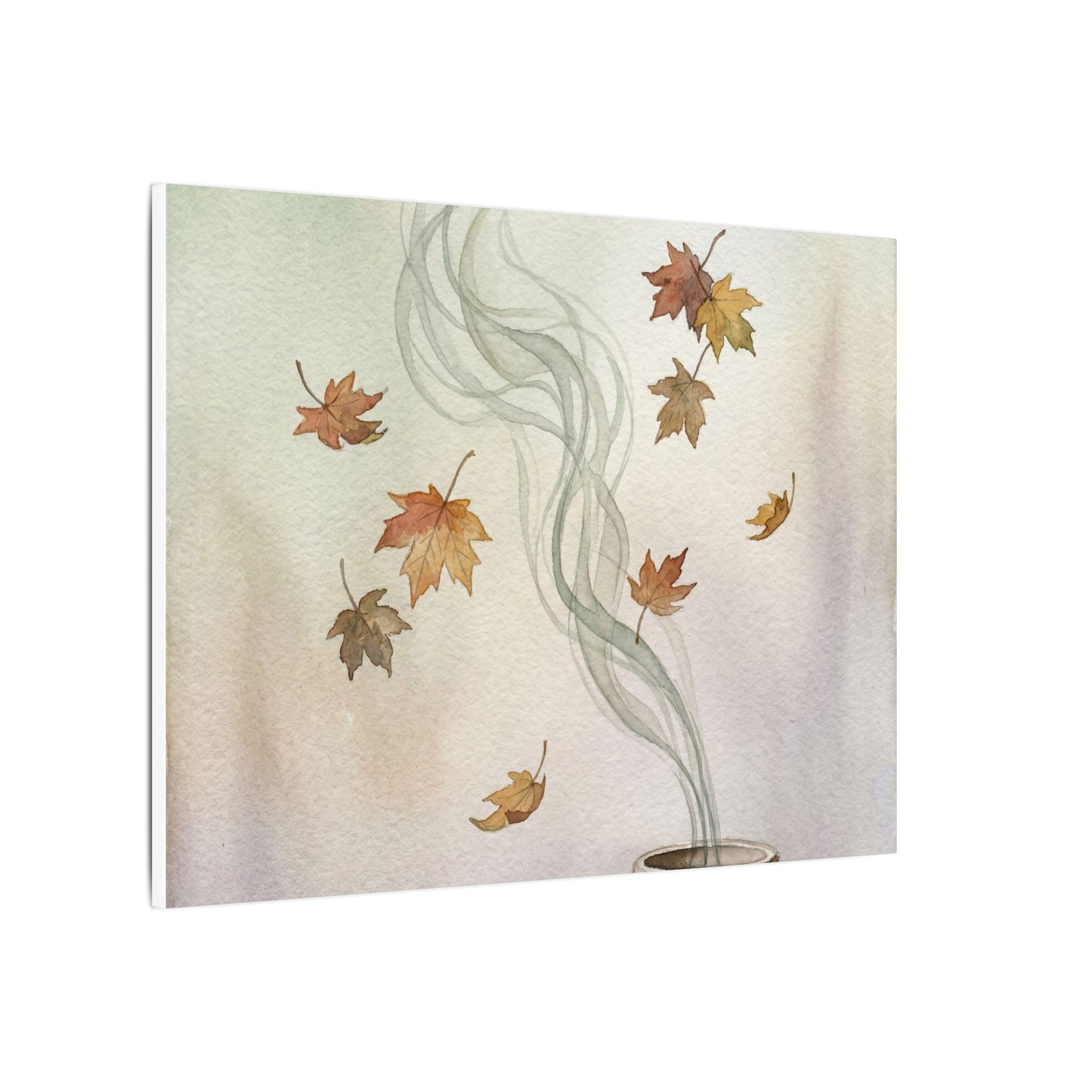 Incense Smoke Canvas Art | Autumn Japandi Watercolor Art