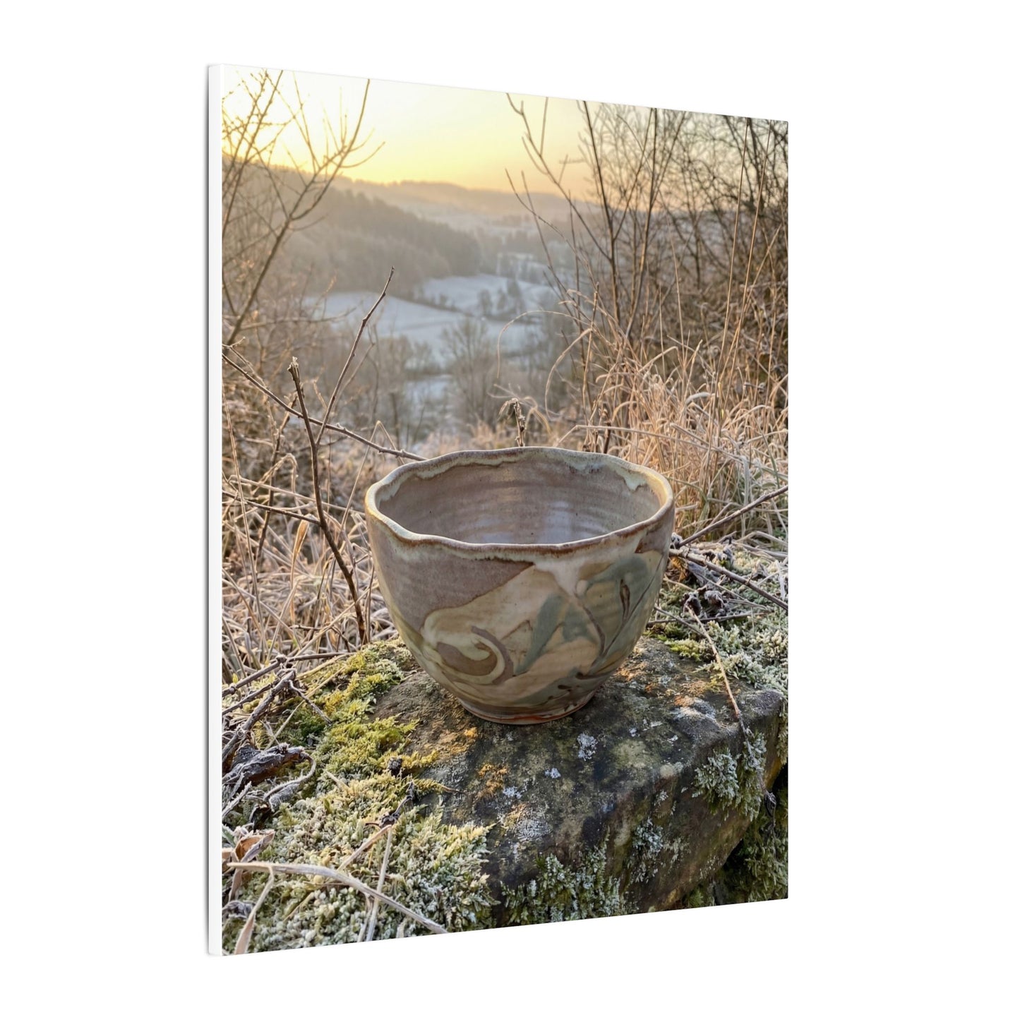 Golden Hour Ceramic Bowl Canvas Art - Japandi Shibui