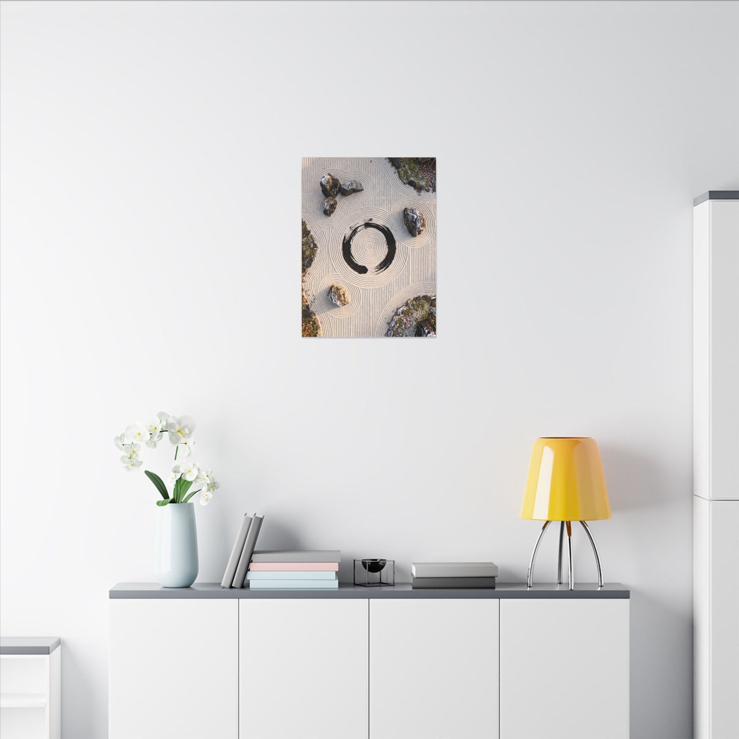 Rock Garden Canvas Art | Winter Zen Enso Art