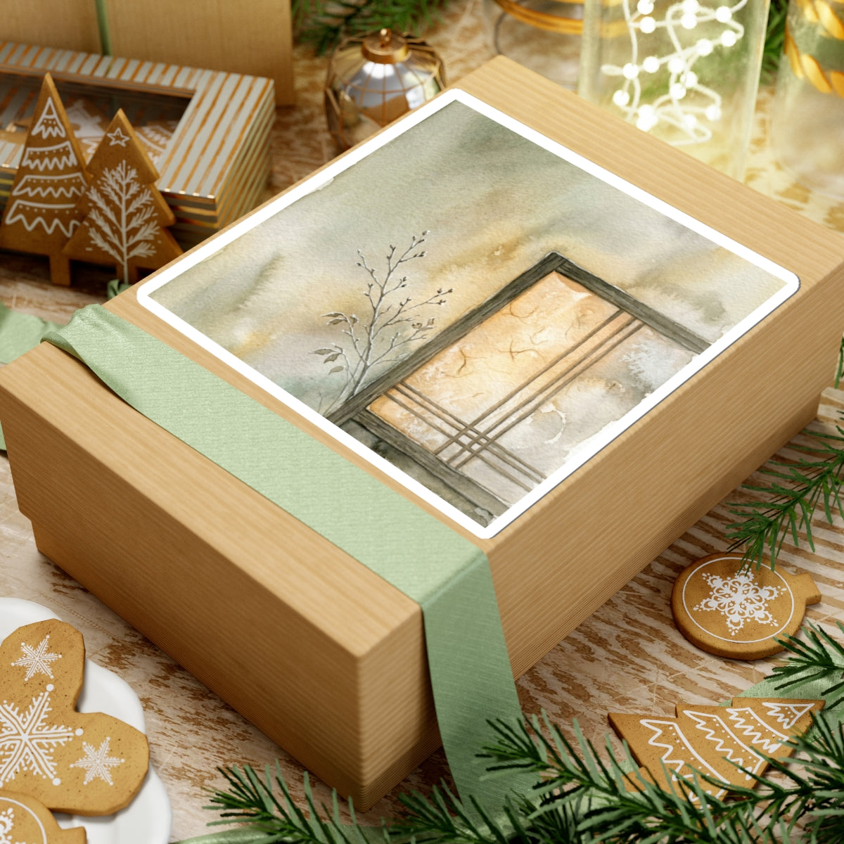 Cozy Shoji Screen Sticker - Watercolor Japandi