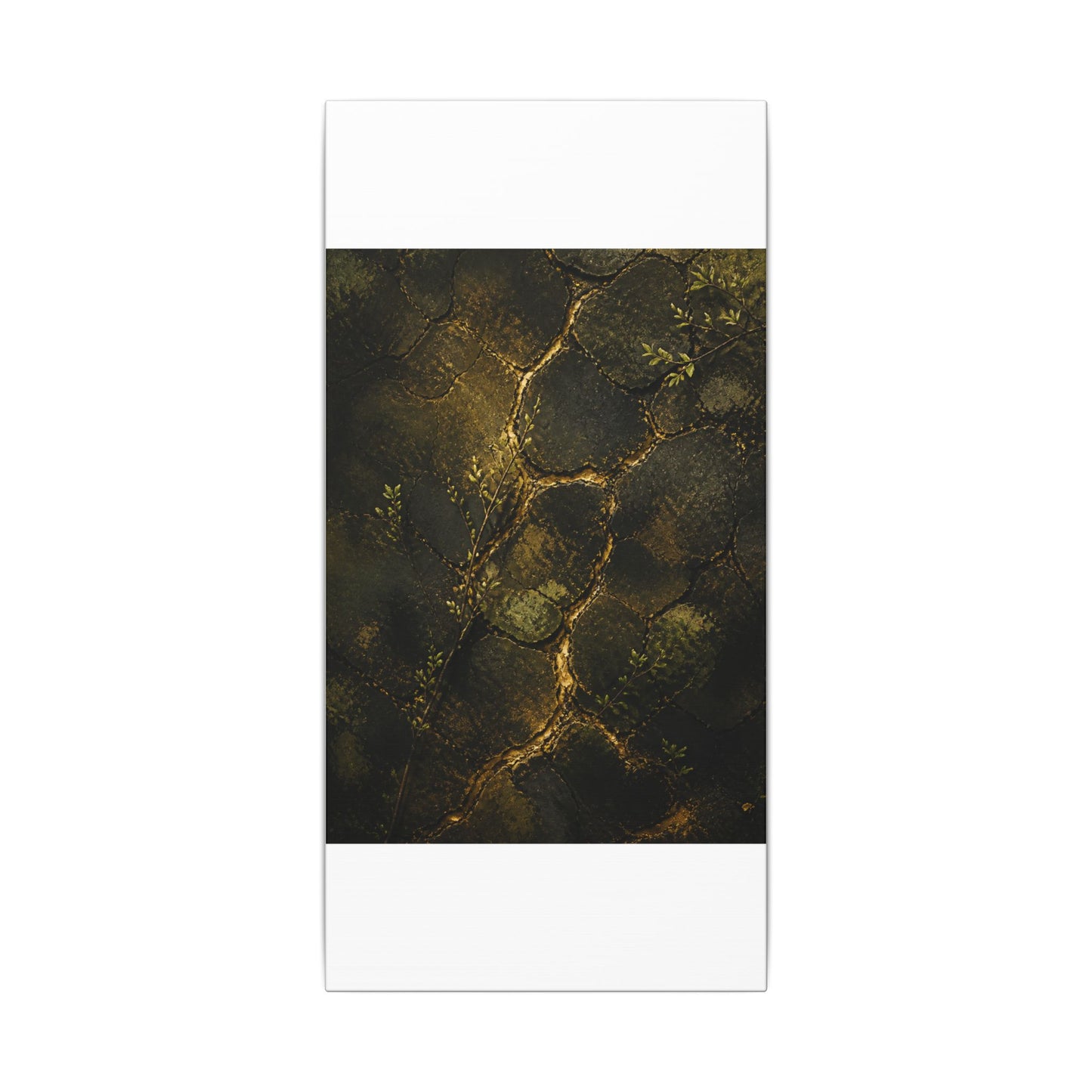 Shibui Cracked Earth Canvas Art - Dark Japandi Dark Texture