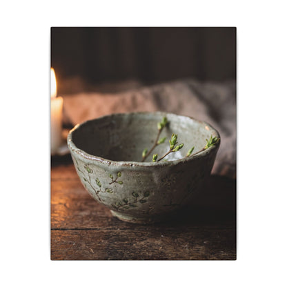 Ceramic Bowl Spring Canvas Art | Japandi Neutral Design