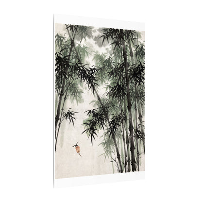 Zen Bamboo Grove in Overcast | Sumi E Canvas Art