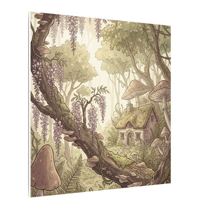 Summer Wisteria Mushroom Illustration Canvas Art | Enchanting Decor