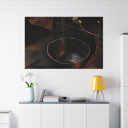 Atmospheric Ceramic Bowl Canvas Art - Shadow Zen Dark Japandi