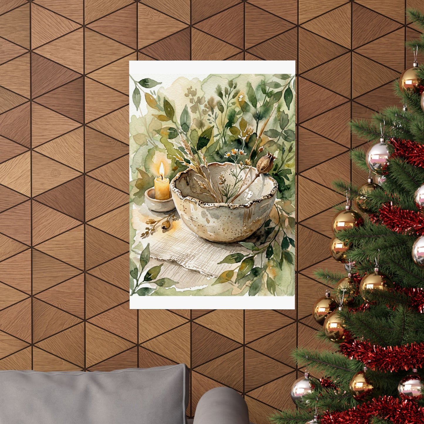 Ceramic Bowl Watercolor Wall Art Print | Neutral Japandi Art