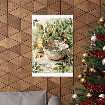 Ceramic Bowl Watercolor Wall Art Print | Neutral Japandi Art