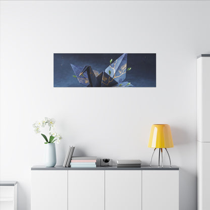 Kintsugi Paper Fold in Moonlight | Crackle Gold Canvas Art