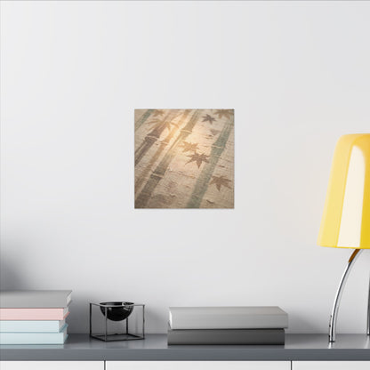 Autumn Bamboo Grove Japanese Pattern Canvas Art | Neutral Decor