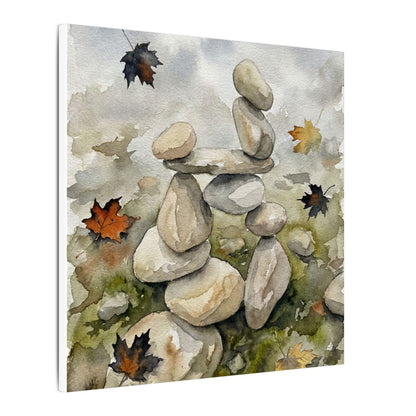 Overcast River Stones Canvas Art - Japandi Fukinsei