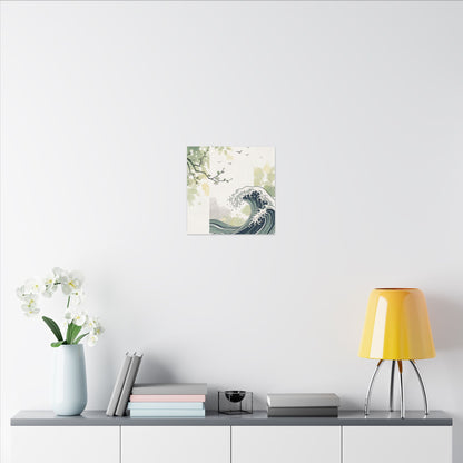 Spring Ocean Wave Ukiyo E Inspired Canvas Art | Serene Decor