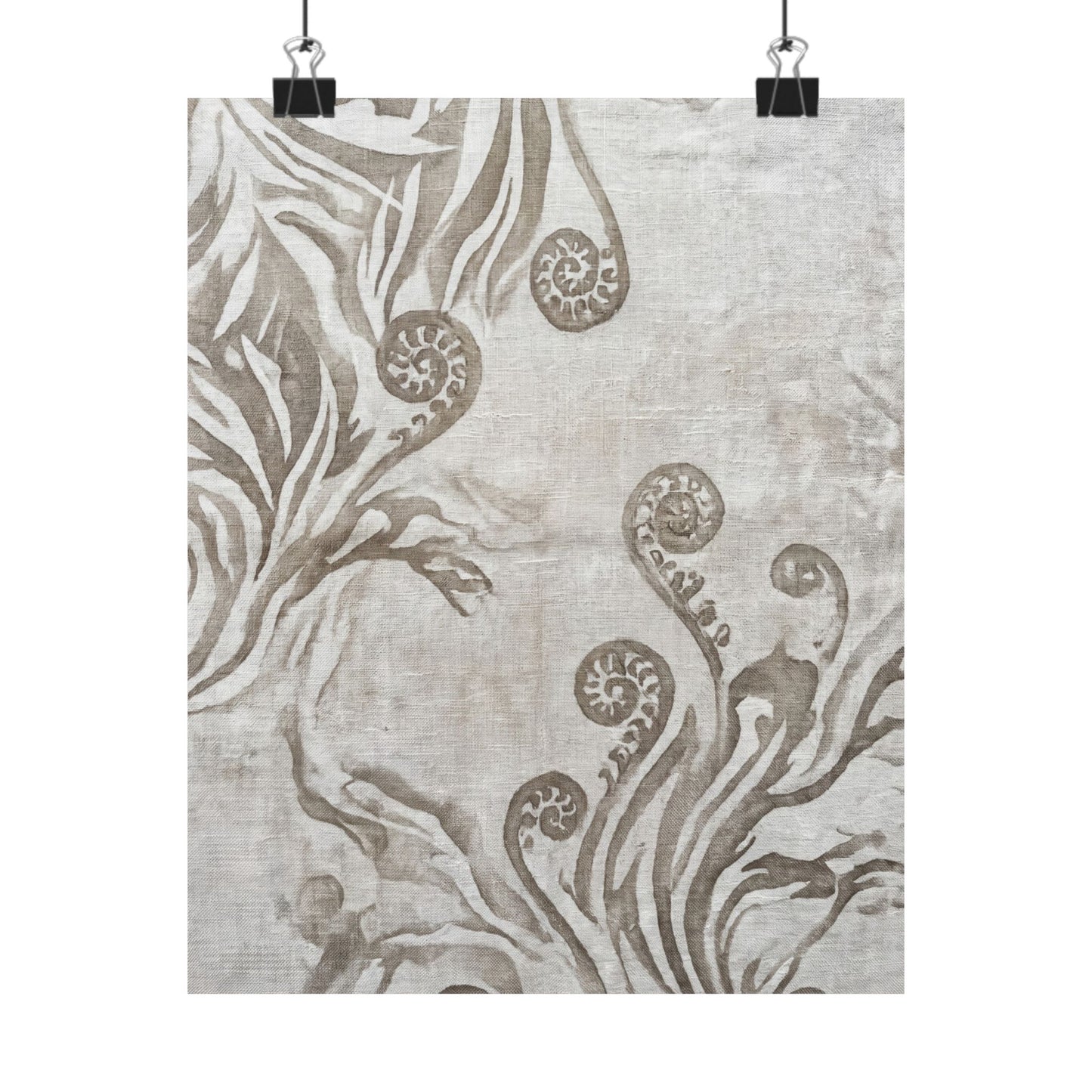 Fern Unfurling Japanese Pattern Wall Art Print | Neutral Japandi Art Art Print