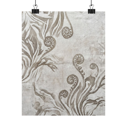 Fern Unfurling Japanese Pattern Wall Art Print | Neutral Japandi Art Art Print
