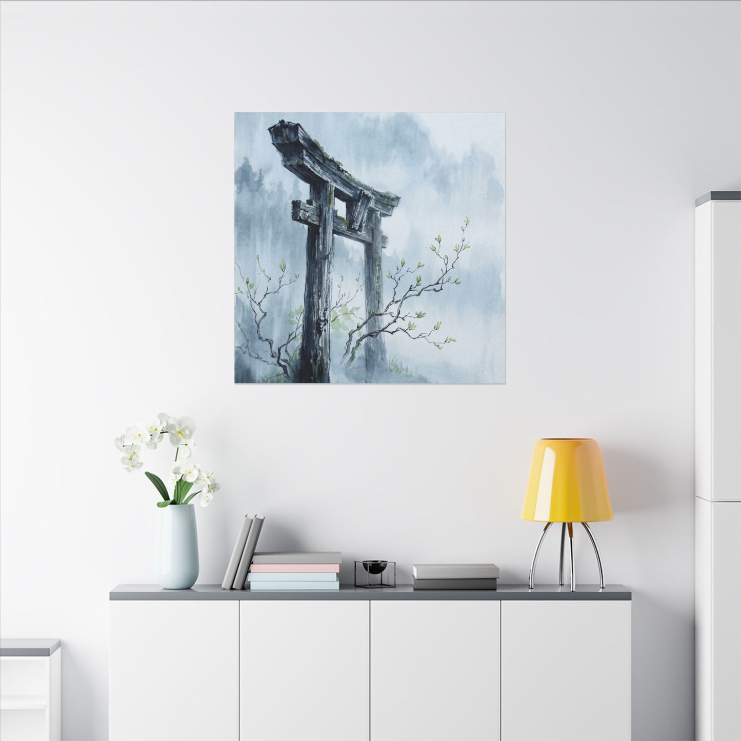 Torii Gate Canvas Art | Spring Zen Sumi E Art