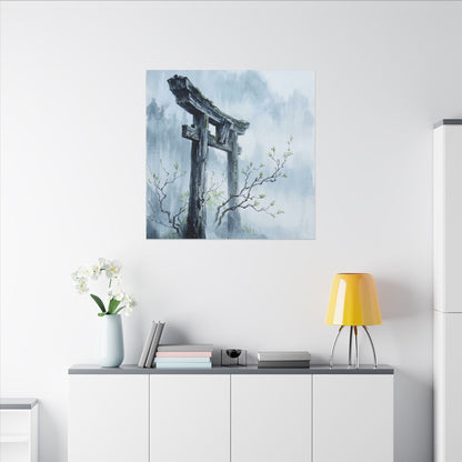 Torii Gate Canvas Art | Spring Zen Sumi E Art