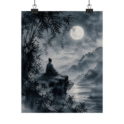 Serene Ink Brushstroke Wall Art Print - Sumi E Zen