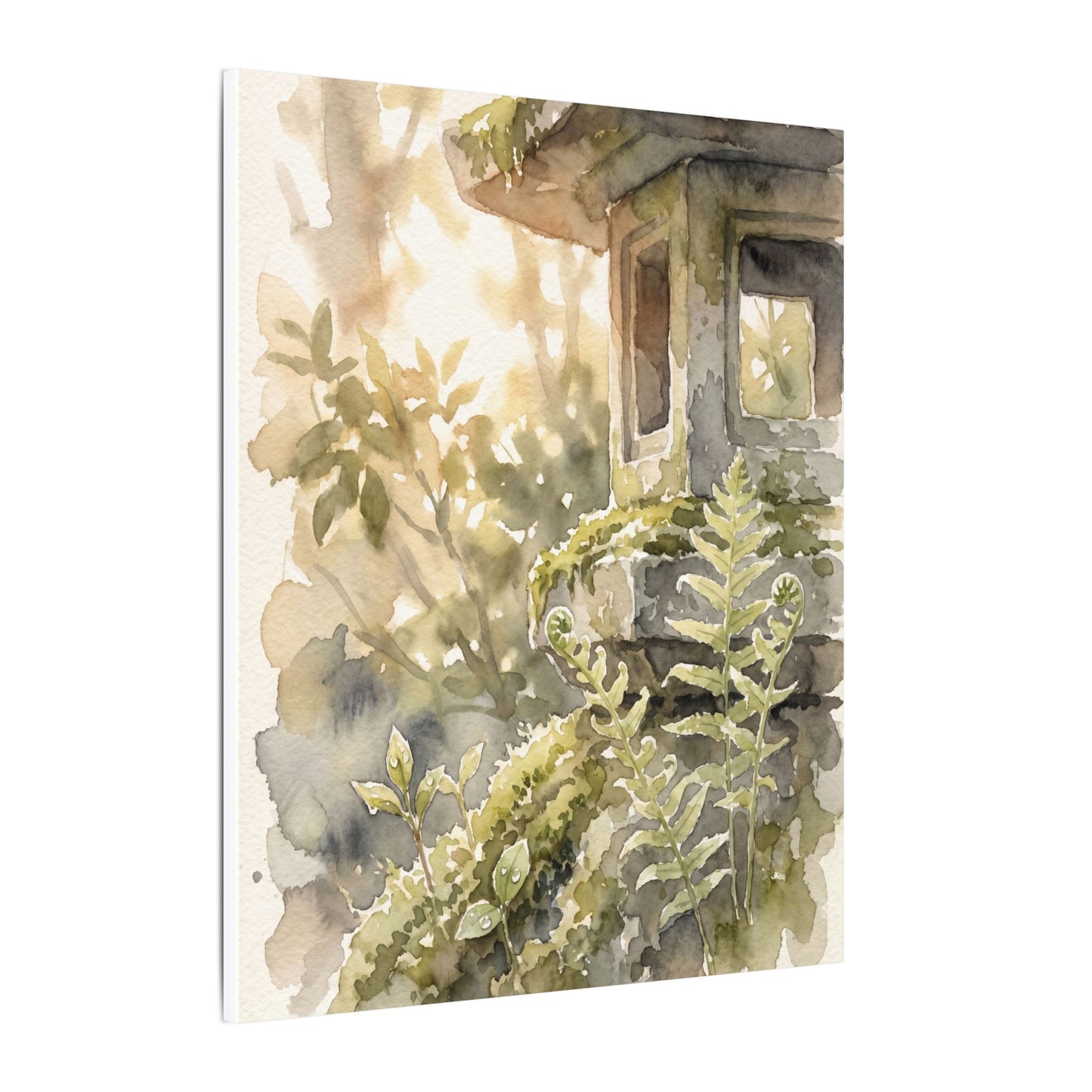 Earthy Stone Lantern Canvas Art - Watercolor Japandi