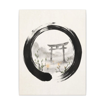 Spring Torii Gate Enso Canvas Art | Tranquil Decor