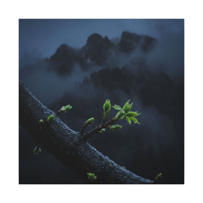 Moonlight Mountain Mist Canvas Art - Dark Japandi Kanso