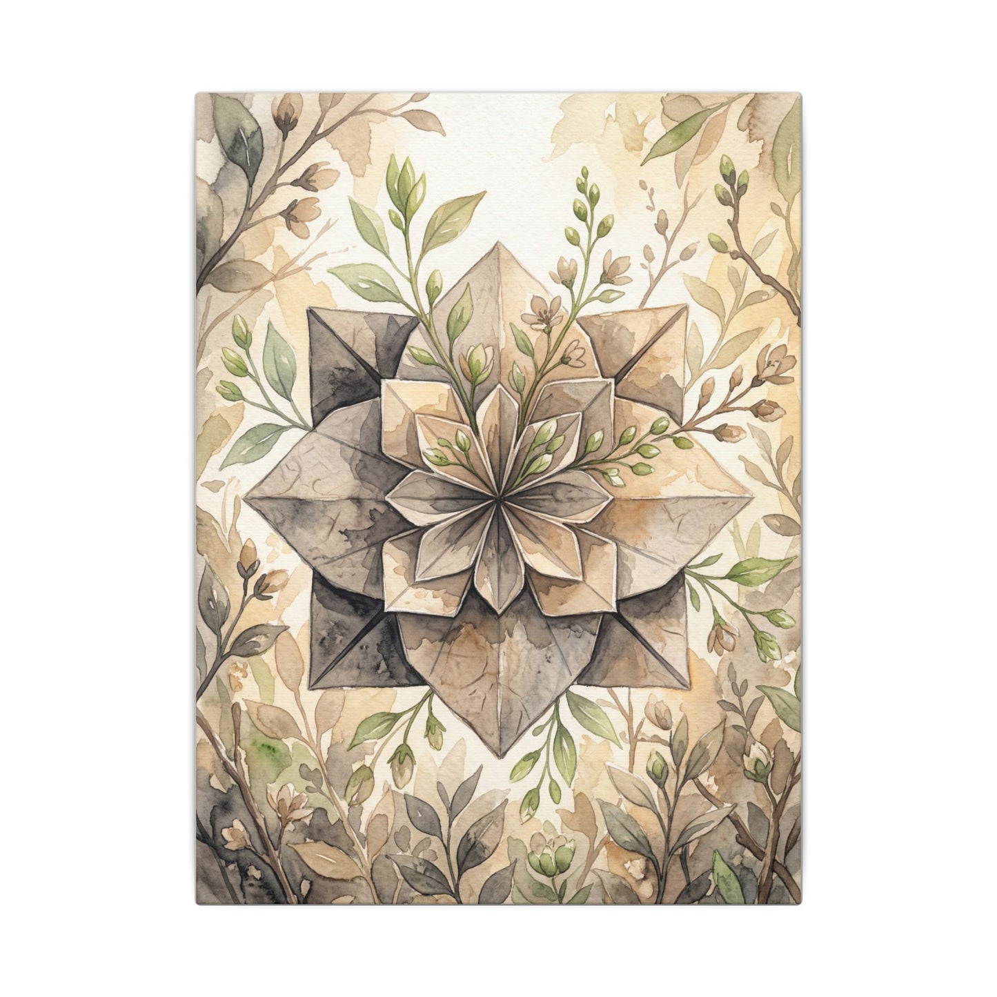 Warm Paper Fold Canvas Art - Watercolor Japandi