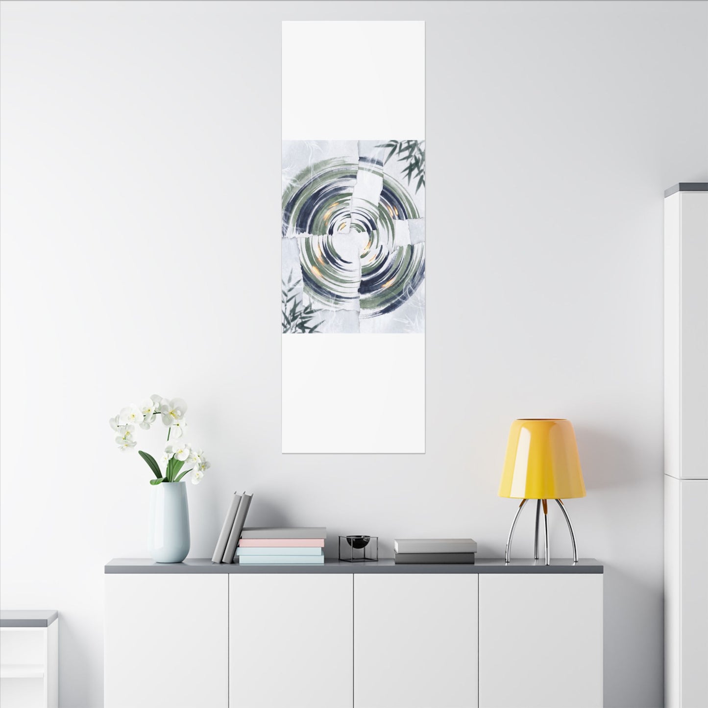 Winter Water Ripple Sumi E Canvas Art | Peaceful Decor