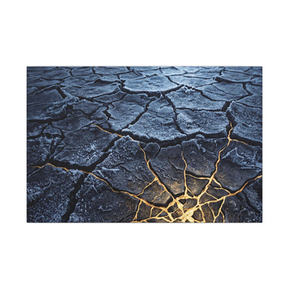 Moonlight Cracked Earth Canvas Art - Kintsugi Mono No Aware