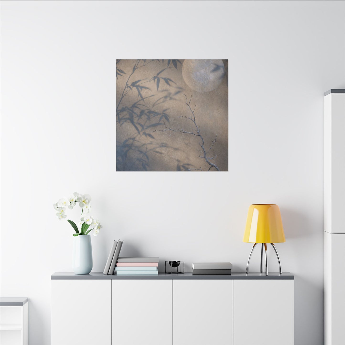 Shadow Play Canvas Art | Winter Japandi Japanese Pattern Art