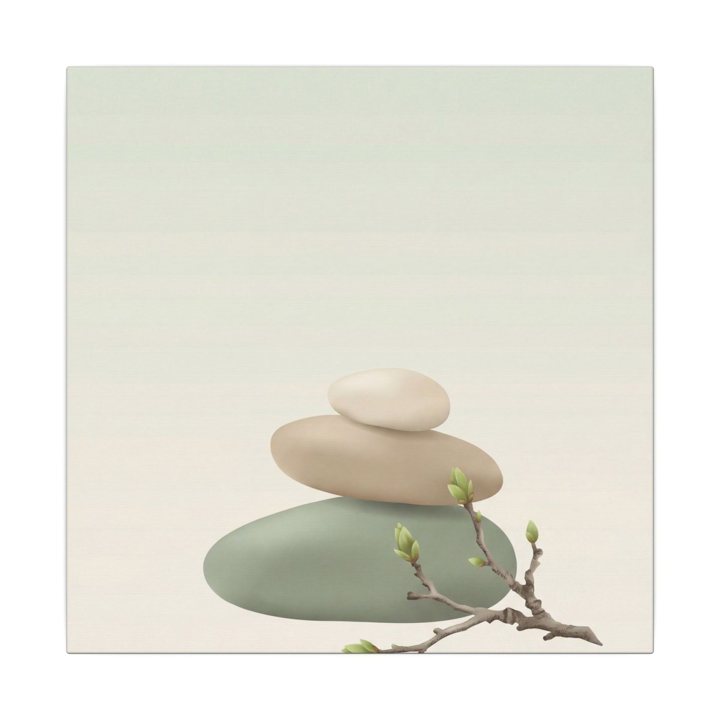 Dawn River Stones Canvas Art - Japandi Fukinsei