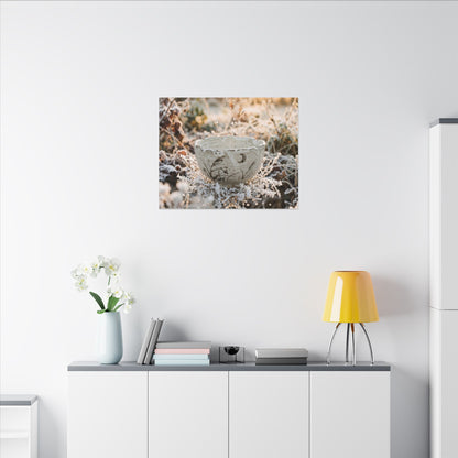 Japandi Ceramic Bowl in Golden Hour | Japanese Pattern Canvas Art