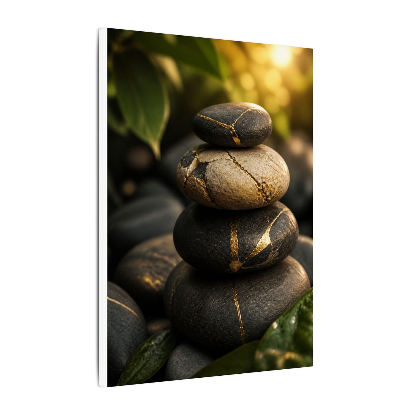 Summer River Stones Broken Beauty Canvas Art | Healing Decor