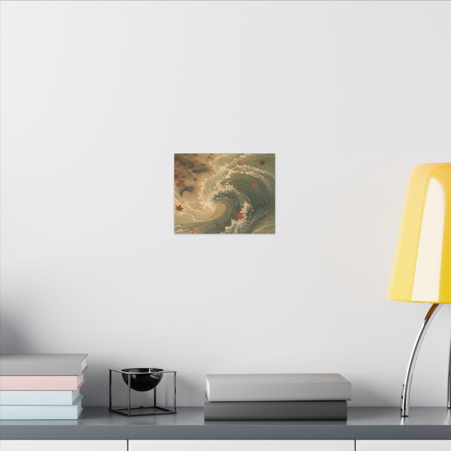 Japandi Ocean Wave in Candlelight | Japanese Pattern Canvas Art