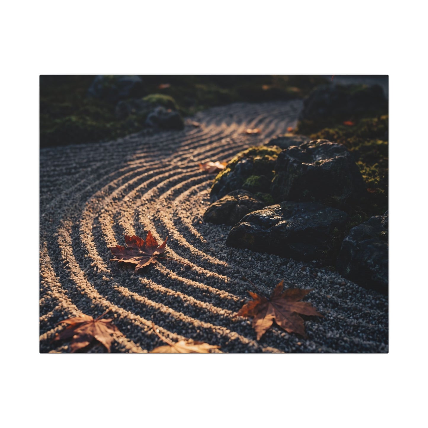 Rock Garden Moody Minimal Canvas Art | Bold Dark Japandi Art
