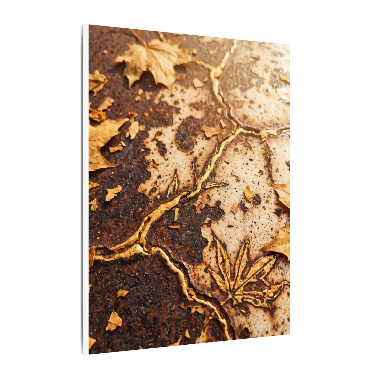 Kintsugi Rust Patina in Golden Hour | Gold Vein Canvas Art