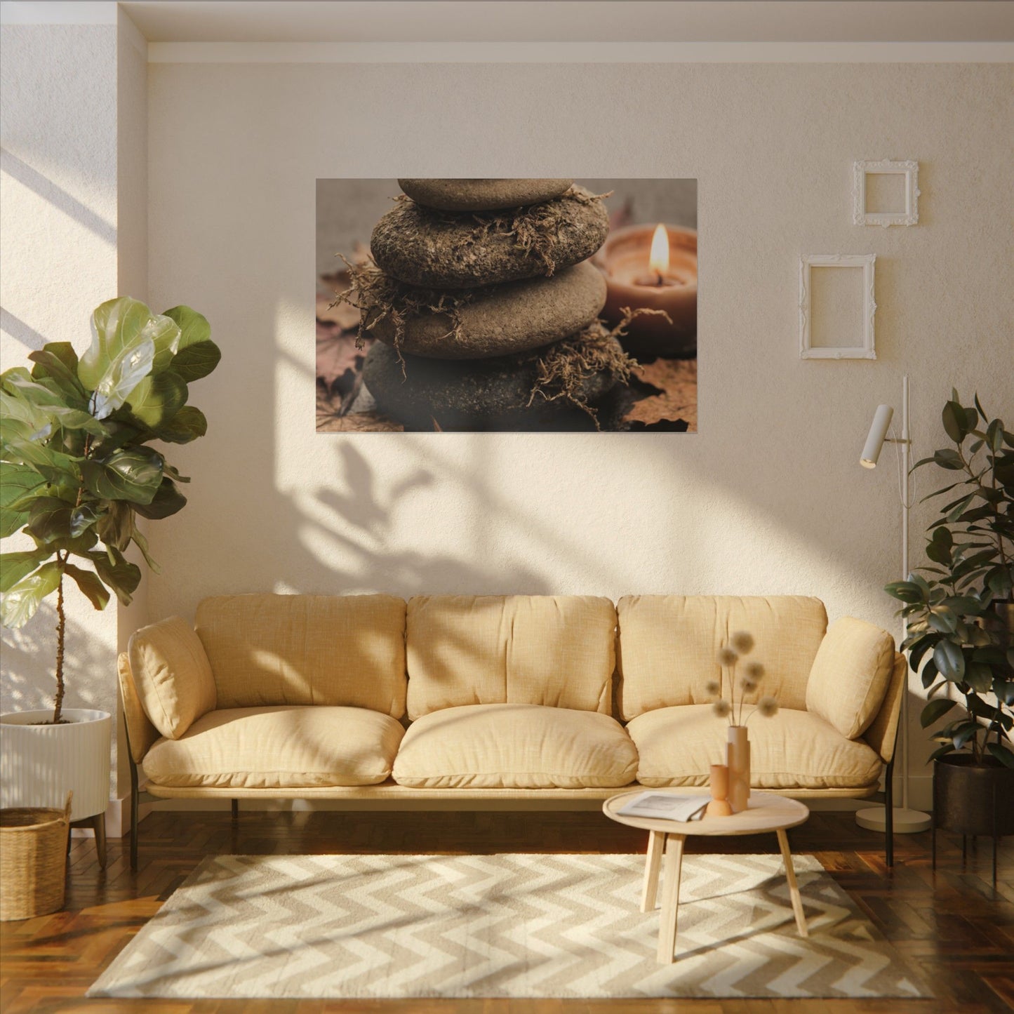 River Stones Canvas Art | Autumn Japandi Texture Art
