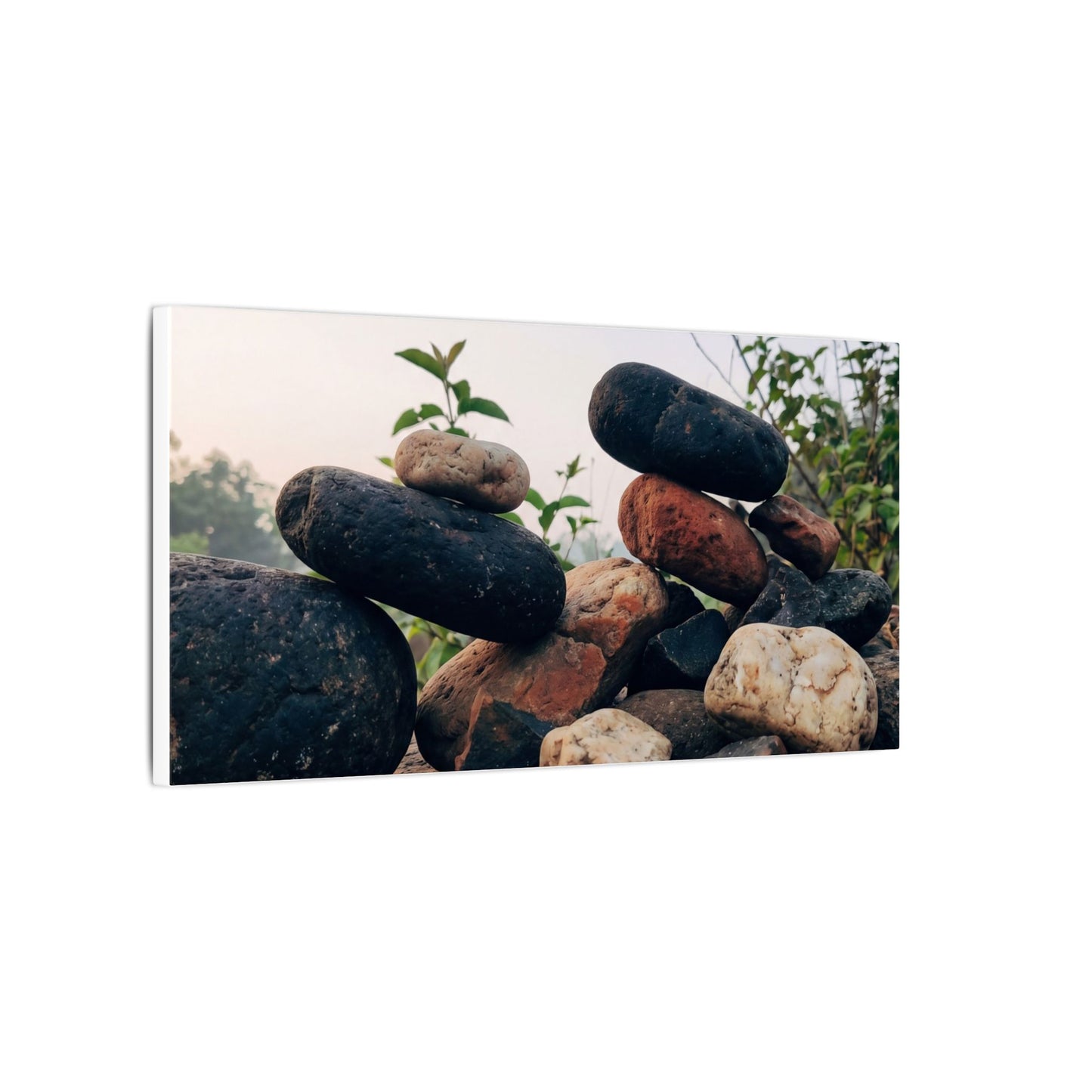 River Stones Canvas Art | Spring Kintsugi Broken Beauty Art
