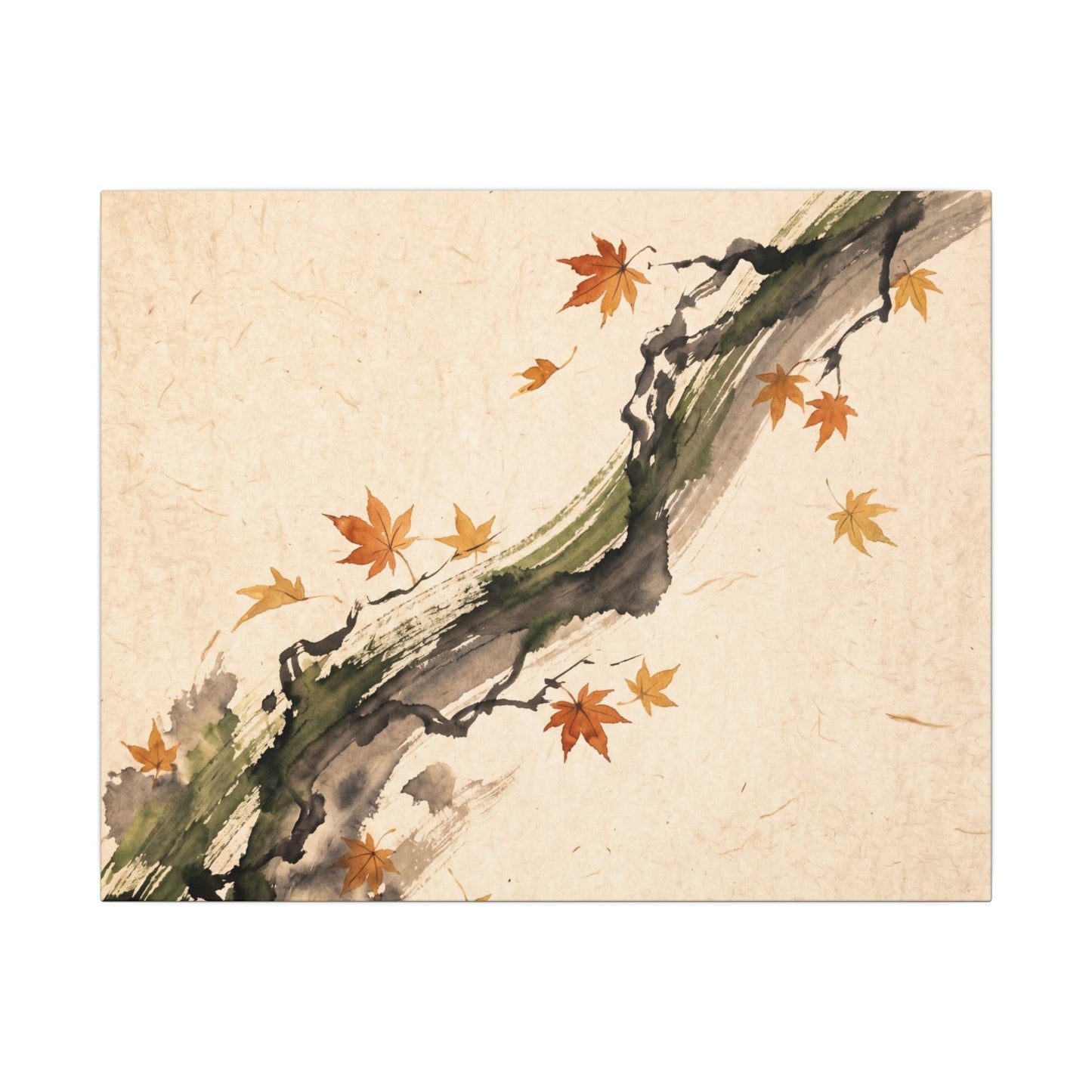Ink Brushstroke Autumn Canvas Art | Zen Calm Design